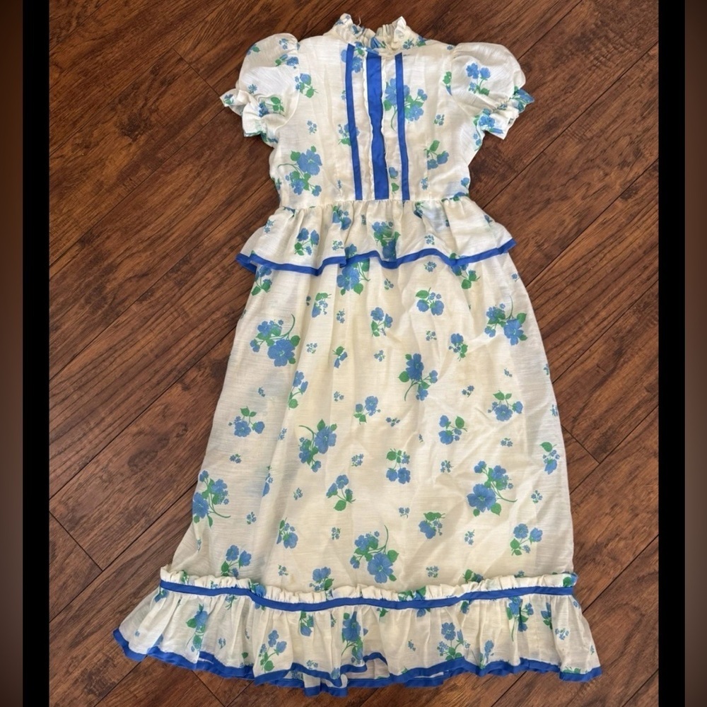 Vintage 1970s En Rikke Modell Girls Floral Cottagecore Prairie Dress | 5T